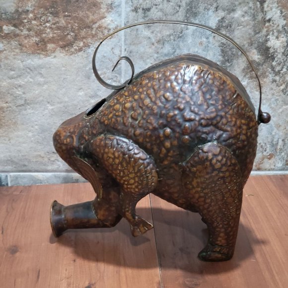 Vintage Metal Elephant Hammered Copper Water Can - Picture 2 of 15